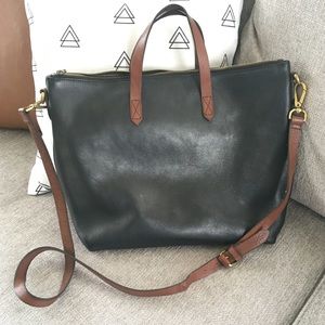 Madewell Ziptop Transport Crossbody Black/Brown